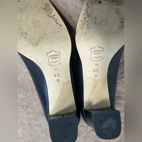 Sergio Selzer, Spanish Leather Collection Navy Blue Chunky Heels size 6 1/2 - Picture 5 of 6
